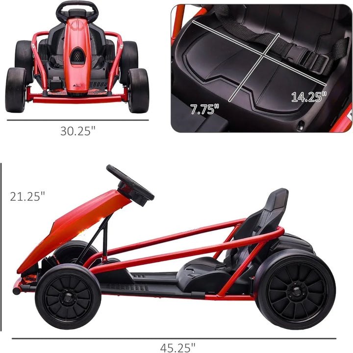 24V 8.1 MPH Electric Go Kart, Drifting Car