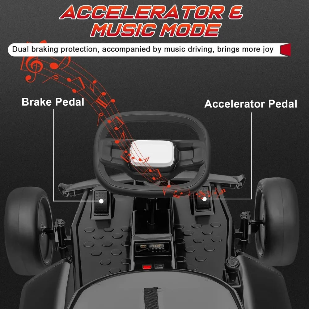 Go Kart, 24V Drift Kart Car 2x150W Powerful Moto