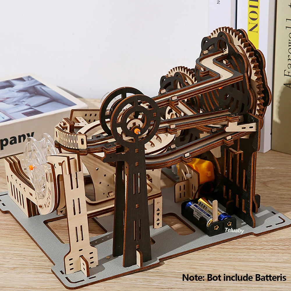 3D Wooden Puzzle Marble Run