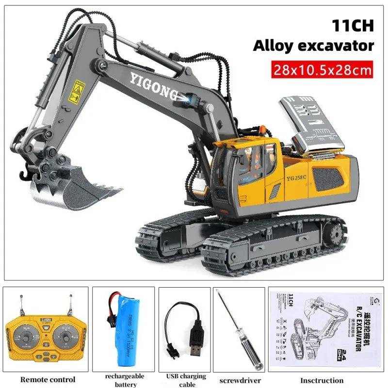 Children 2.4G Remote Control Excavator RC Model Car Toys Dump Truck Bulldozer Engineering Vehicle Christmas Birthday Gifts