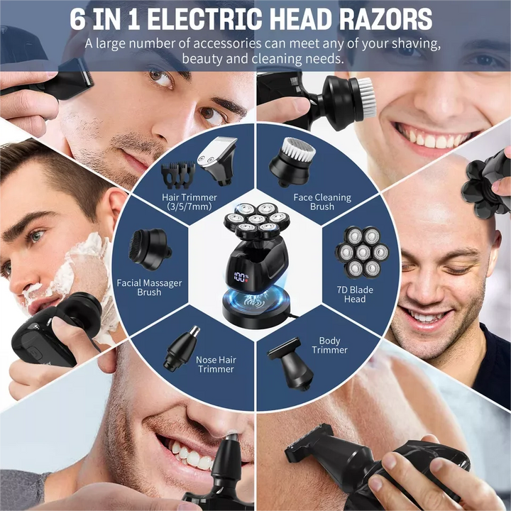 6-in-1 Multifunctional  7D Head Shaver