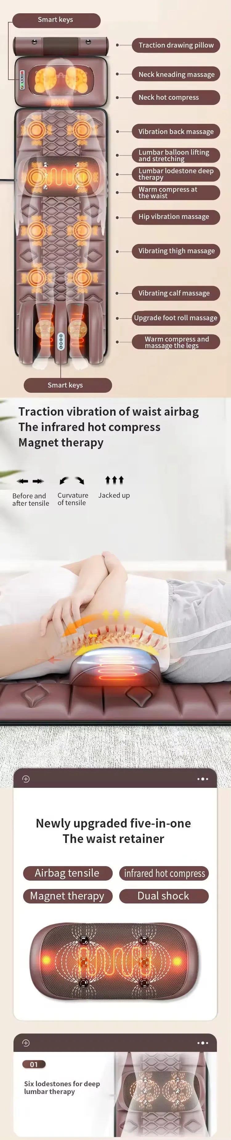 Electric Massage Mattress Vibrating Heating