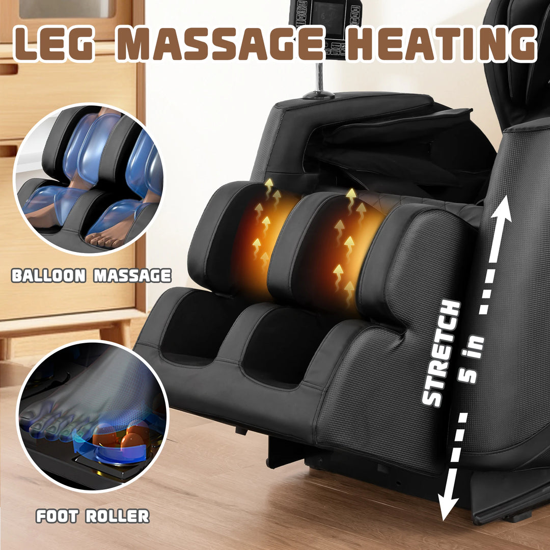 Massage Chair with Zero Gravity with Heating, Airbags, Foot Roller, Bluetooth Speaker