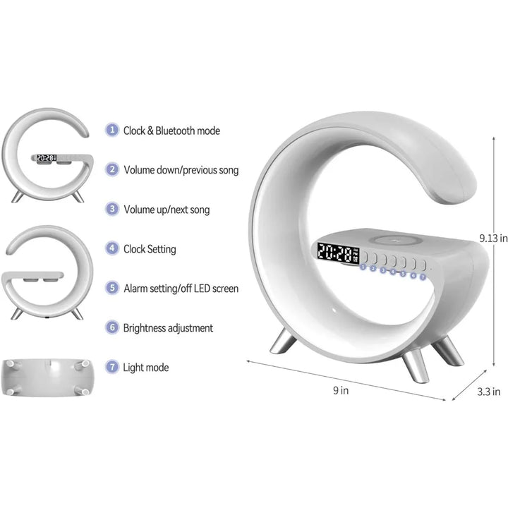 Table Lamp, Wireless Charger, Alarm Clock Bluetooth Speaker