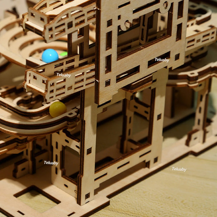 3d Wooden Puzzle Marble Run