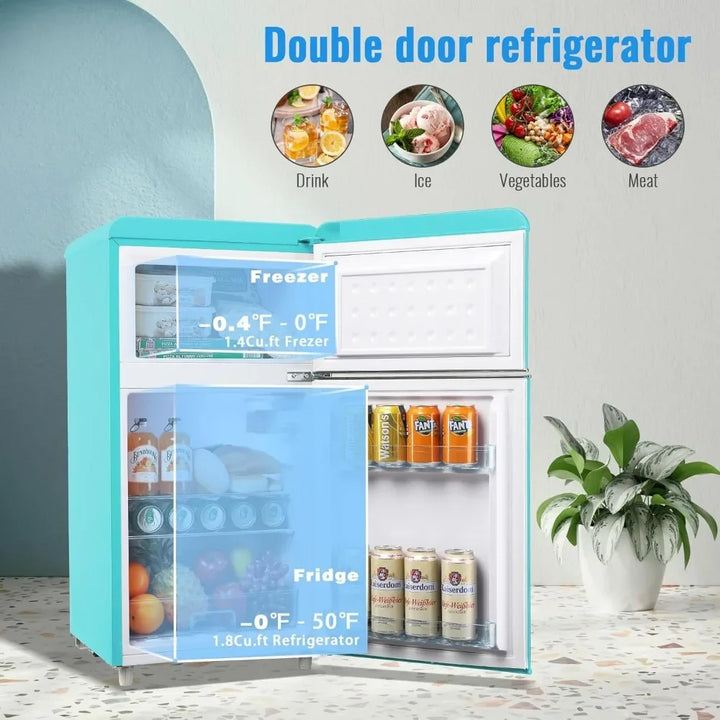 3.5 Cu.ft Mini Fridge with Freezer Dual Door