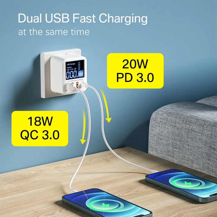 40W USB Wall Charger 4 Port With LED Display