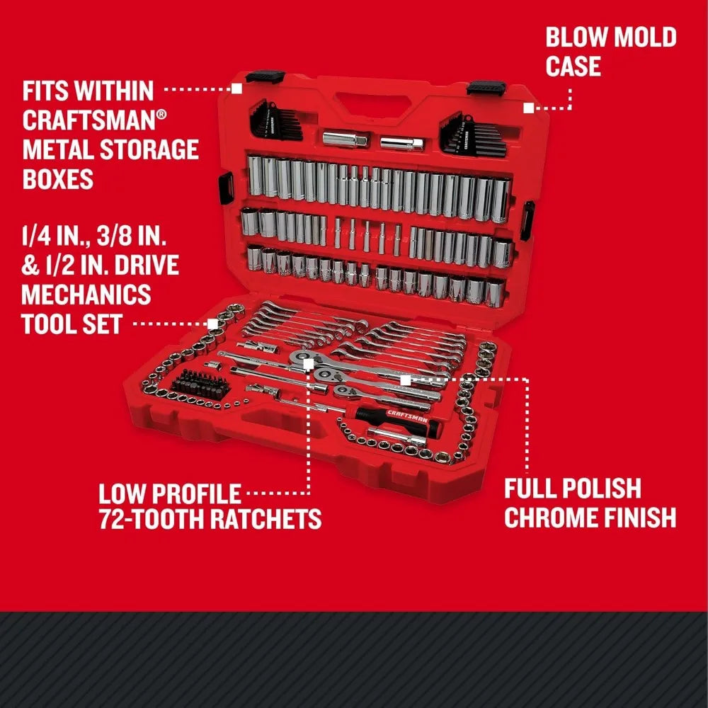 CRAFTSMAN Mechanics Tool Set, 1/4 and 3/8 Inch Drive, 189 Piece