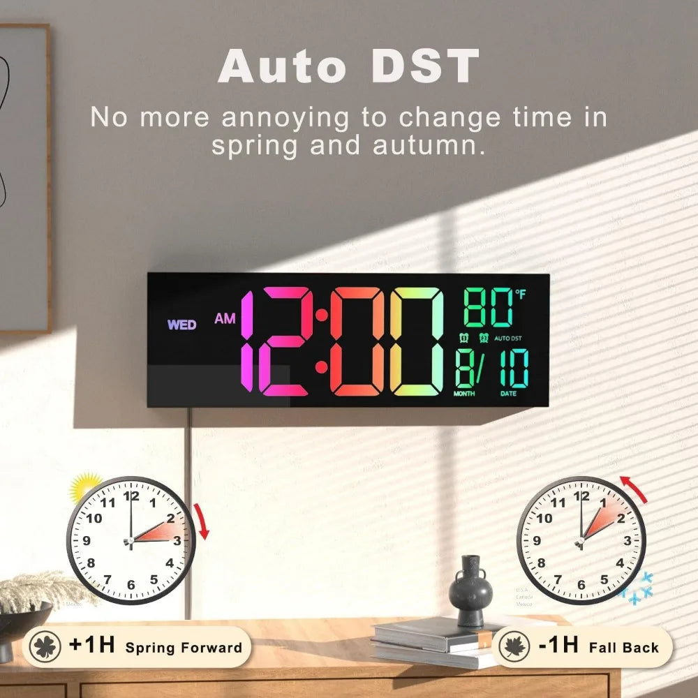 16" Large Digital Wall Clock with Remote Control