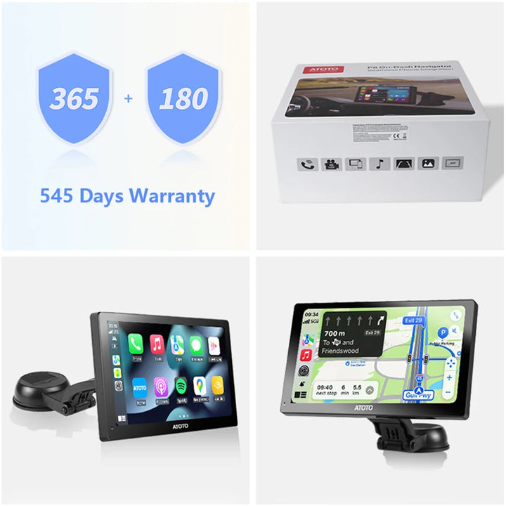 7'' Portable Wireless CarPlay GPS Navigation, Stereo and Multimedia Player