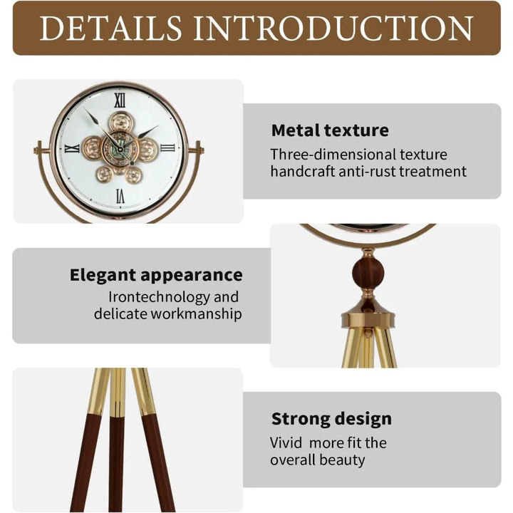 Large Moving Gear Clock with Stand
