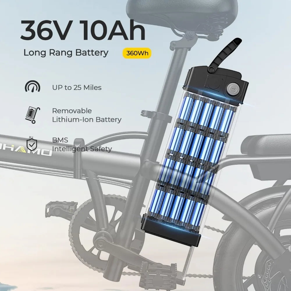 Mini Electric Bike for Adults, Foldable E-Bike 22mph