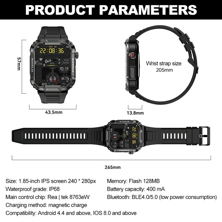 Sports Smart Watch 1.85 Inch Screen Bluetooth