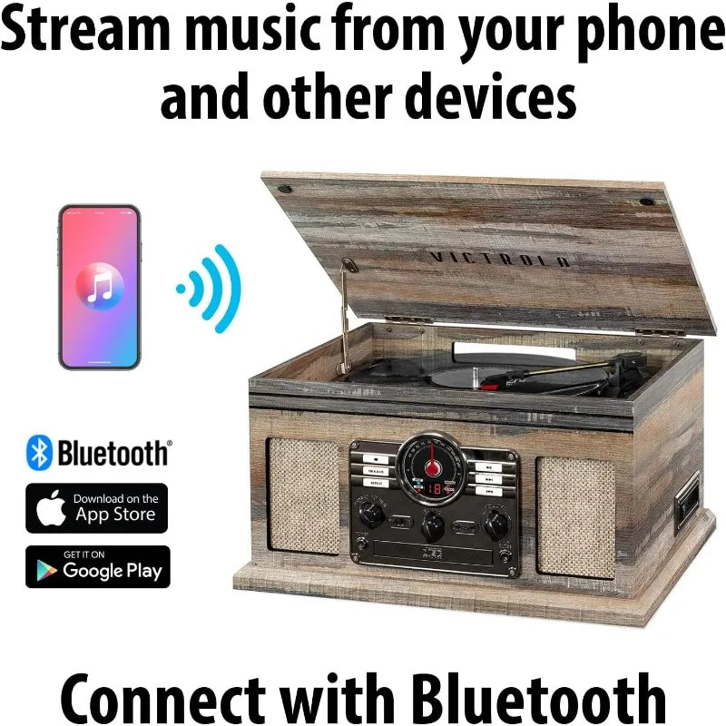 Nostalgic 6-in-1 Bluetooth Record Player