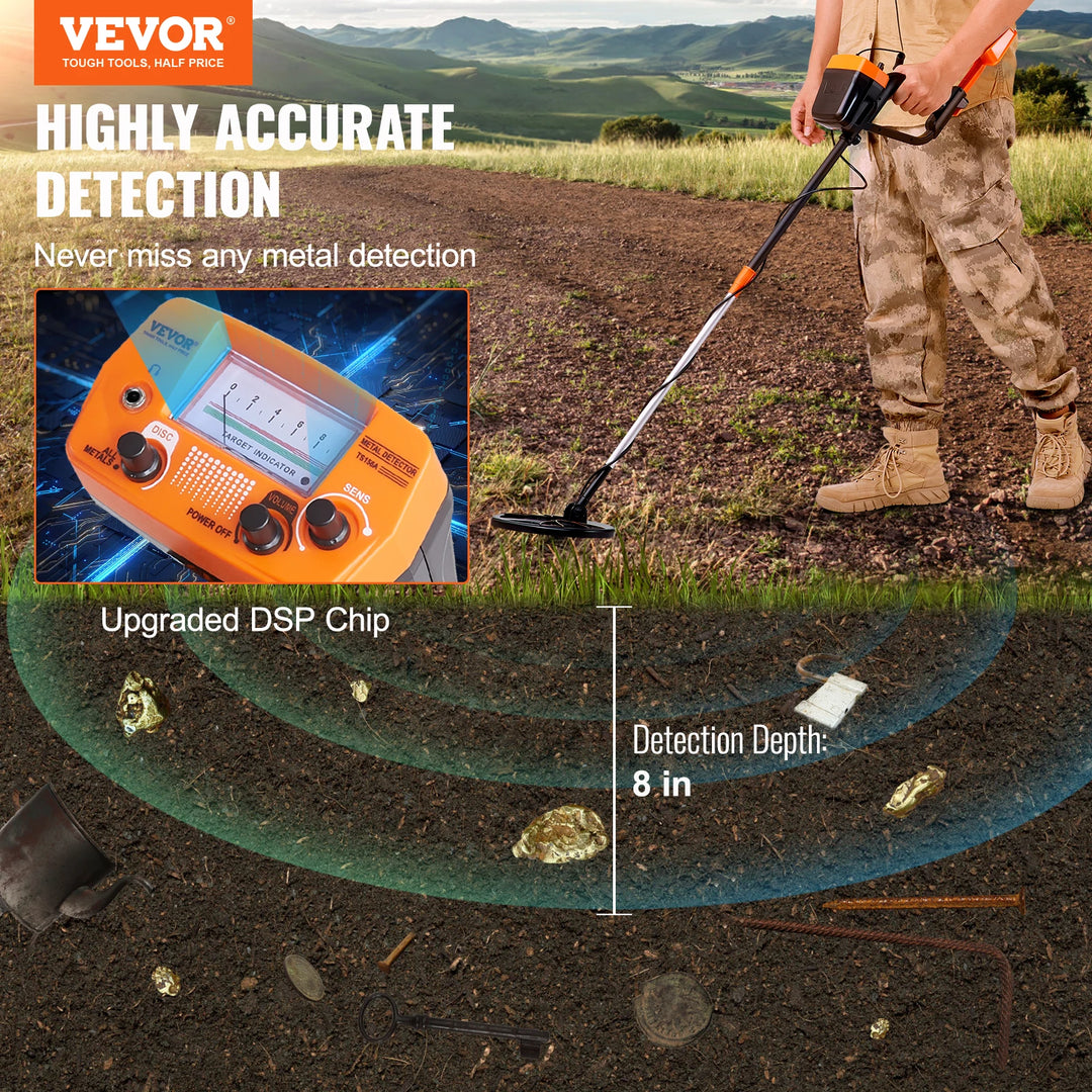 VEVOR Metal Detector 8Inch Waterproof