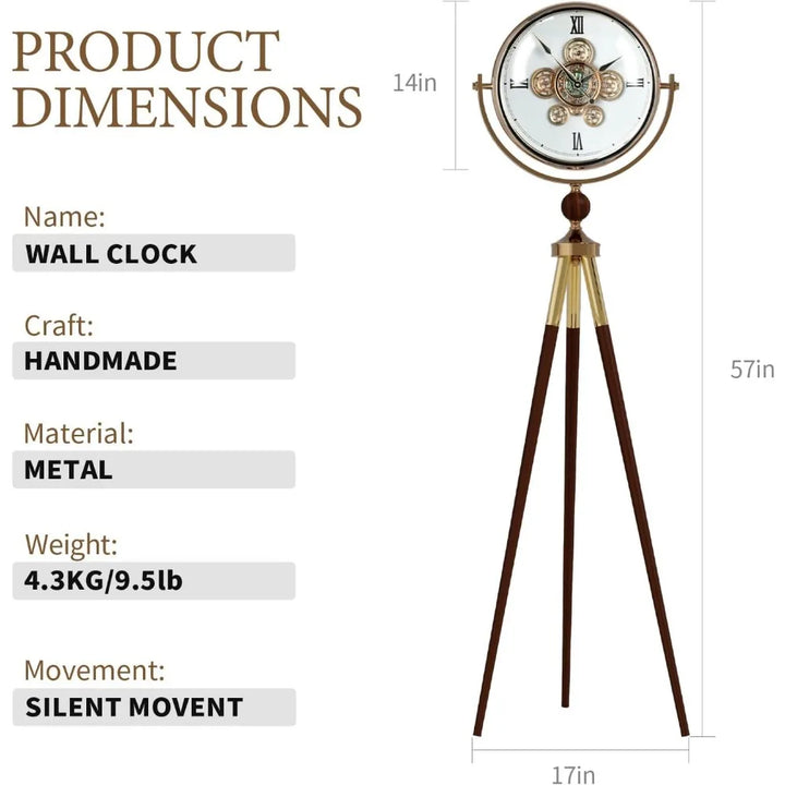 Large Moving Gear Clock with Stand