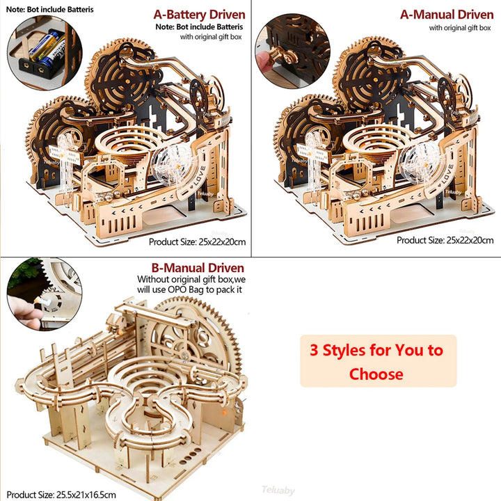 3D Wooden Puzzle Marble Run