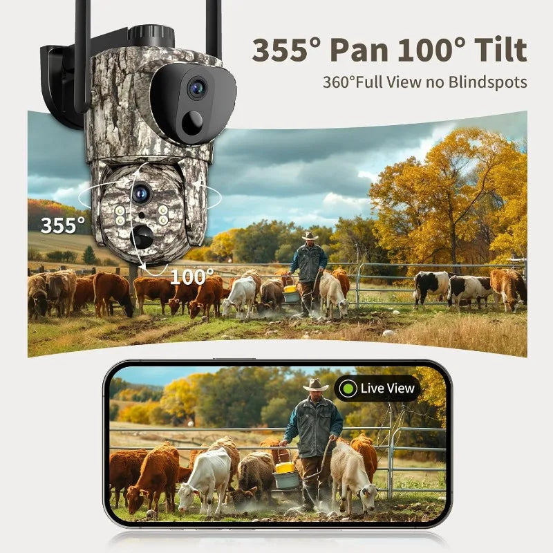 4G LTE Cellular Trail Camera 360°View Live Camera