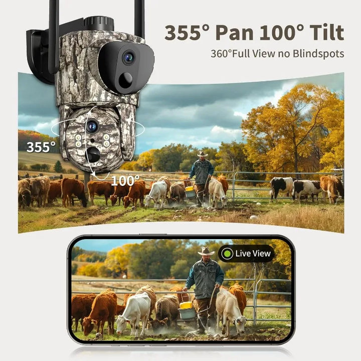 4G LTE Cellular Trail Camera 360°View Live Camera