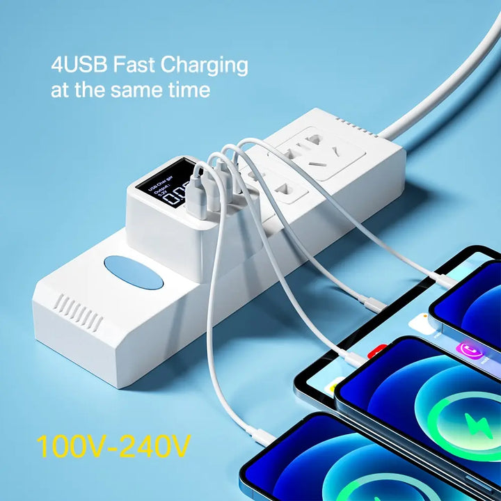 40W USB Wall Charger 4 Port With LED Display