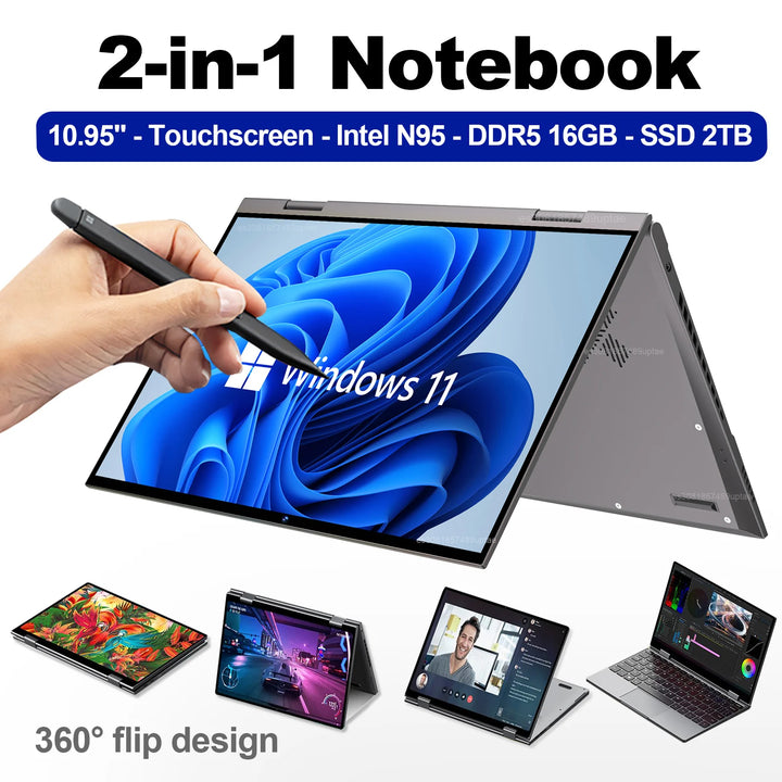 2 in 1 Touchscreen 10.95" Flip Laptop