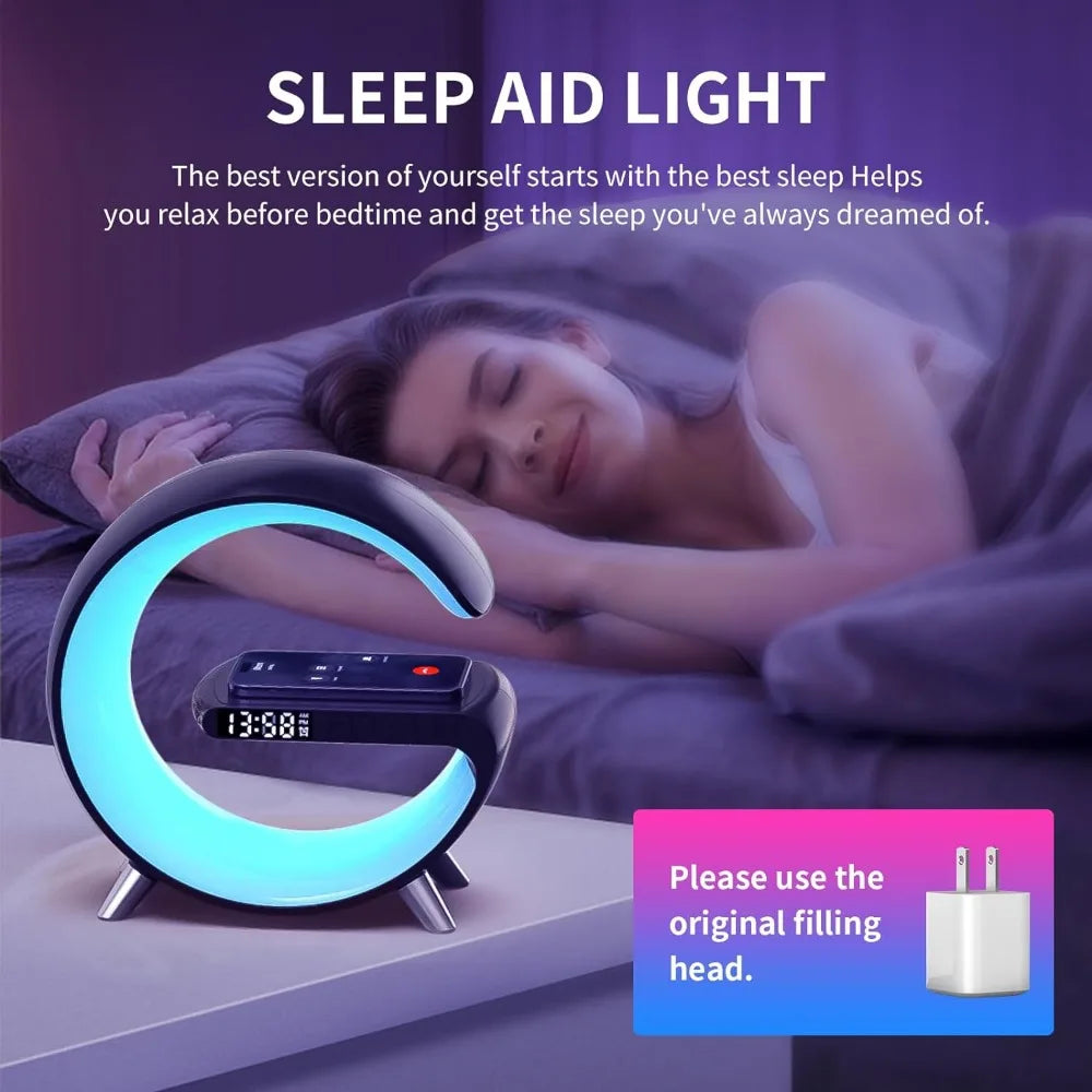 Table Lamp, Wireless Charger, Alarm Clock Bluetooth Speaker