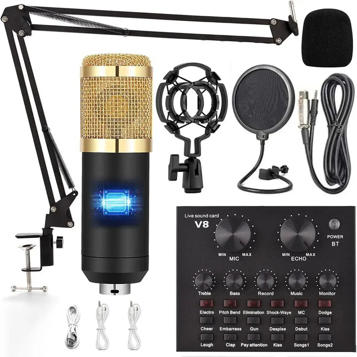 Live Sound card V8 audio mixer with microphone