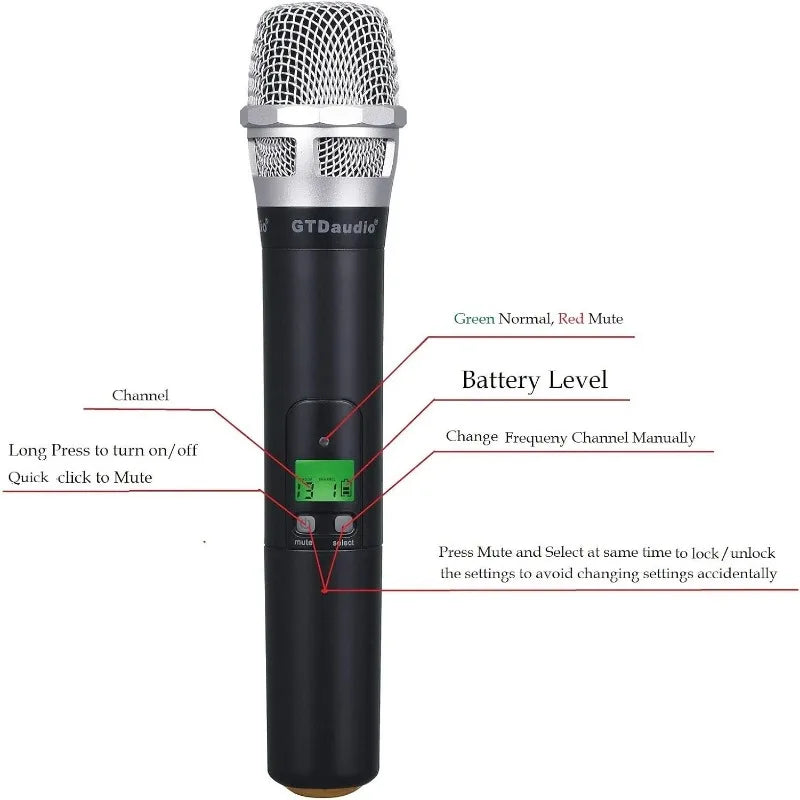 Wireless Handheld Microphone System Ideal for Karaoke