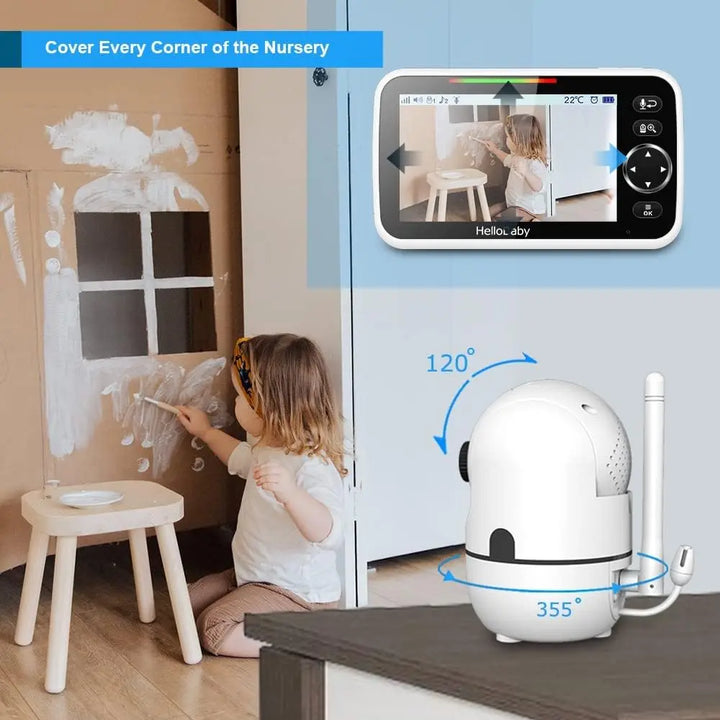 Baby Monitor 4 Cameras WiFi, 26-Hour Battery Pan-Tilt-Zoom