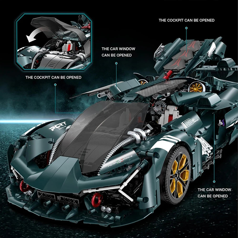 1:8 Scale Lambo Supercar Model Building Block Kit